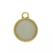 Pendentif rond en zamac et résine époxy 15x12 mm Doré / Mint x1