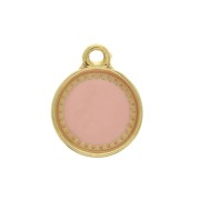 Pendentif rond en zamac et résine époxy 15x12 mm Doré / Rose x1