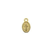 Breloque médaille ovale symbole religieux croix et jésus 13x8 mm - Doré à l'or fin x1|raw }}