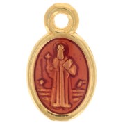 Breloque / Médaille ovale symbole religieux 13mm - Résine époxy Orange - Doréx1