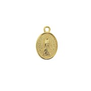 Pendentif / breloque médaille ovale symbole religieux 17x11mm - Doré à l'or fin x1|raw }}