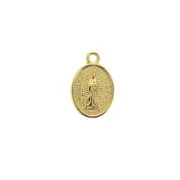 Pendentif / breloque médaille ovale symbole religieux 17x11mm - Doré à l'or fin x1