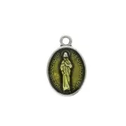 Pendentif médaille ovale symbole religieux/résine époxy 17x11mm Arg vieil/Jaune x1
