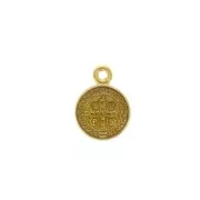 Breloque médaille ronde zamac/résine époxy symbole religieux 13x9mm Doré/Jaune x1