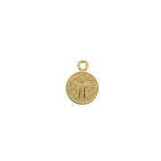 Breloque médaille ronde en zamac symbole religieux croix / Saint 13x9 mm - Doré à l'or fin x1|raw }}