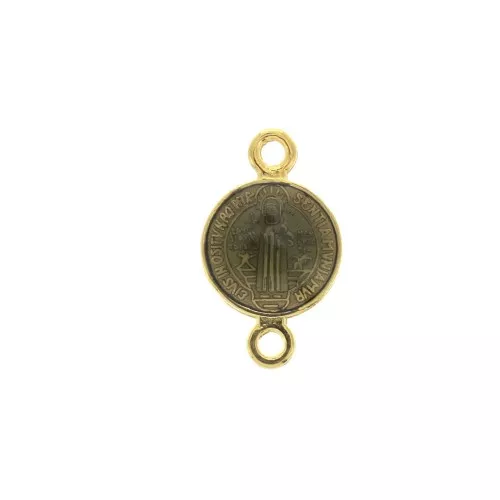 Intercalaire rond en zamac & résine époxy - Saint 16x9 mm - Doré / Noir x1