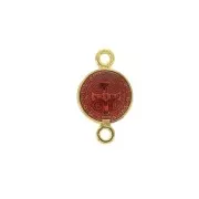 Intercalaire rond en zamac & résine époxy - Saint 16x9 mm  - Doré / Rouge x1
