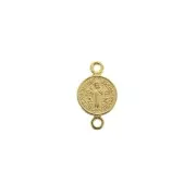 Intercalaire rond en zamac - symbole religieux - croix et Jésus 16x9 mm - Doré à l'or fin x1