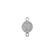 Intercalaire rond zamac - symbole religieux -Croix Jésus 16x9mm Placage Argent fin vieilli x1