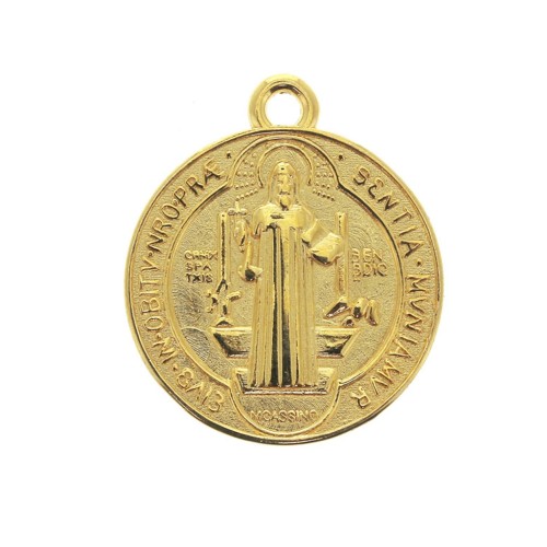 Médaille ronde en zamac symbole religieux croix / Saint 23x20 mm - Doré à l'or fin x1
