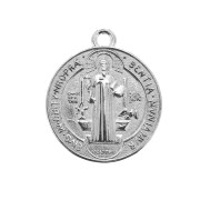 Médaille ronde symbole religieux croix/Saint 23x20mm Placage Argent fin vieilli