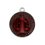 Médaille ronde en zamac/résine époxy symbole religieux 23x20mm Arg vieil/Rouge x1|raw }}