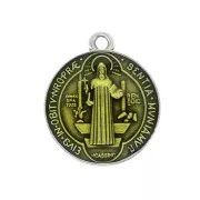 Médaille ronde en zamac/résine époxy symbole religieux 23x20mm Arg vieil/Jaune x1