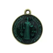 Médaille ronde en zamac & résine époxy symbole religieux 23x20 mm - Bronze/Vert x1