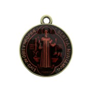 Médaille ronde en zamac & résine époxy symbole religieux 23x20mm - Bronze/Rouge x1