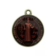 Médaille ronde en zamac & résine époxy symbole religieux 23x20mm - Bronze/Rouge x1