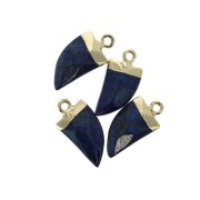 Mini pendentif dent de requin -pierre imitation gemme 20 mm Lapis lazuli / Doré x1