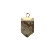 Mini pendentif pointe avec pierre imitation gemme 18 mm Jaspe / Doré x1|raw }}