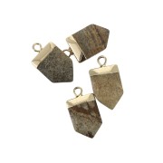 Mini pendentif pointe avec pierre imitation gemme 18 mm Jaspe / Doré x1