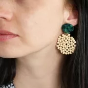 Intercalaire / Pendentif disque évidé en perles en bois 30 mm x1