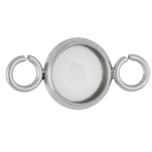 Serti intercalaire anneaux ouverts pour cabochon fond plat 6 mm - Acier inox x1