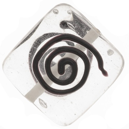 Perle carrée décor spirale 20.5 mm Crystal x1