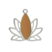 Pendentifs Fleur de lotus en laiton et résine époxy 15x16 mm Argenté / Moutarde x4|raw }}