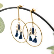 Pendentifs Fleur de lotus en laiton et résine époxy 15x16 mm Argenté / Rouge foncé x4