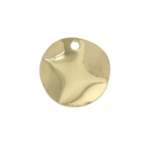 Breloque ronde irrégulière froissée 10 mm - Plaqué Or 3 microns x1
