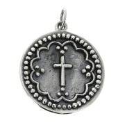 Pendentif médaille travaillée motif croix 19.5 mm en Argent 925 x1|raw }}