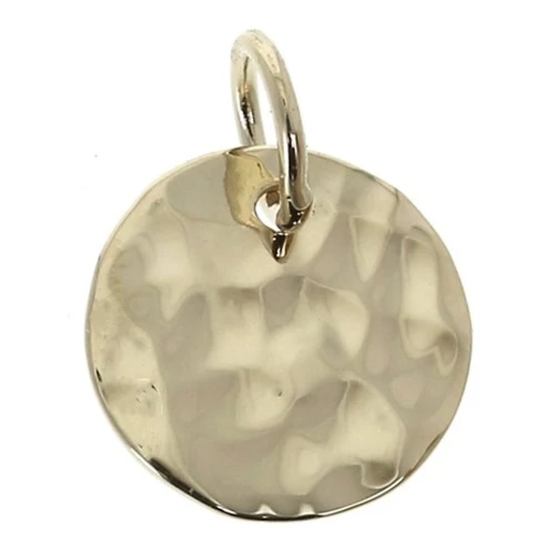 Breloque ronde martelée 10 mm avec anneau fermé - Plaqué Or 3 microns x1