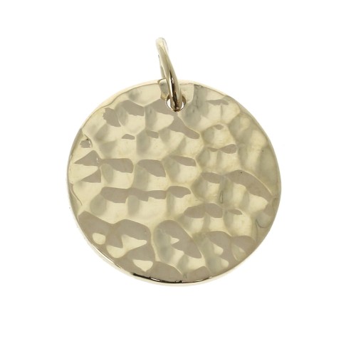 Breloque ronde martelée 15 mm avec anneau fermé - Plaqué Or 3 microns x1