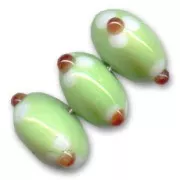 Ronde aplatie décor fleur 18 mm Anis x1