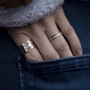 Bague fine anneau martelé taille 54 plaqué Or 3 microns