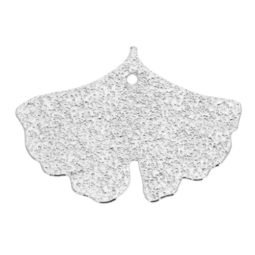Pendentifs feuilles de Ginkgo martelé 15x20mm Argenté x2