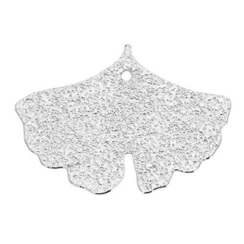 Pendentifs feuilles de Ginkgo martelé 15x20mm Argenté x2