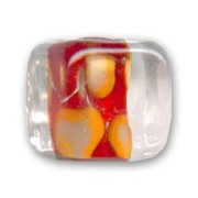 Cube 13 mm Crystal Red Lined  x1