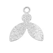 Pendentifs feuilles martelés en laiton 15x14 mm pour bijoux DIY - Argenté x4