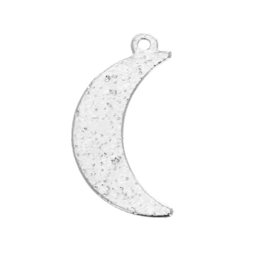 Pendentif lune martelé 17x9 mm pour la création de bijoux DIY - Argenté x1