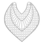 Pendentif intercalaire ajouré 2 trous - forme coeur 34x29 mm - Argenté x1