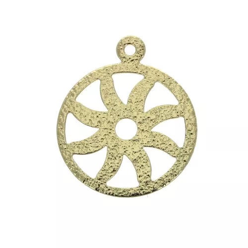 Pendentifs roues ajourées martelés en laiton 15 mm - Doré x4