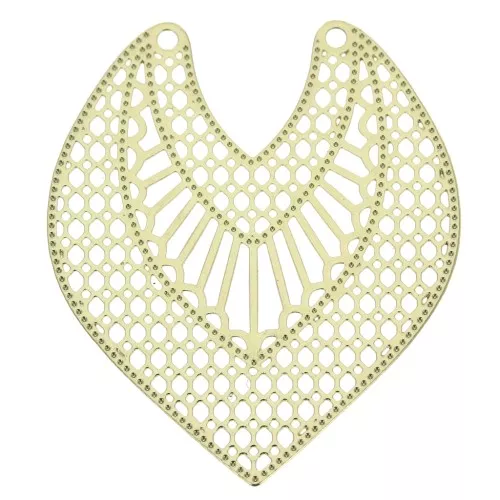 Pendentif intercalaire ajouré 2 trous - forme coeur 34x29 mm - Doré x1