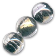 Perle ronde feuille d'or et d'argent 15 mm Crystal/Jet x1|raw }}