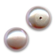 Cabochons semi-percés 6 mm - Perles d'eau douce Mauve Irisé x2