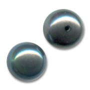 Cabochons semi-percés 6 mm - Perles d'eau douce Dark Grey Irisé x2