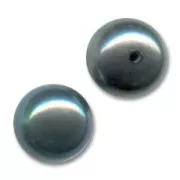 Cabochons semi-percés 6 mm - Perles d'eau douce Dark Grey Irisé x2