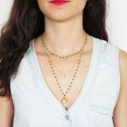 Chaîne avec perles facettées en verre 2.95 mm Argenté/Red Coral x1m