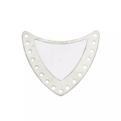 Intercalaire écusson multi-trous en laiton & résine époxy 25x27mm Argenté/Blanc x1