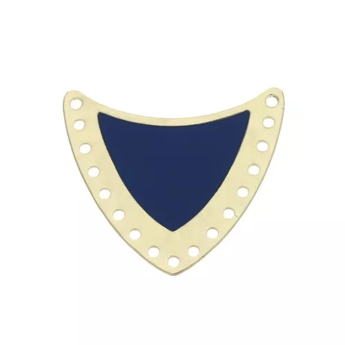 Intercalaire écusson multi-trous laiton & résine époxy 25x27mm Doré/Bleu Nuit x1