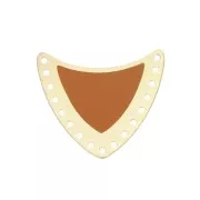 Intercalaire écusson multi-trous en laiton & résine époxy 25x27mm Doré/Moutarde x1